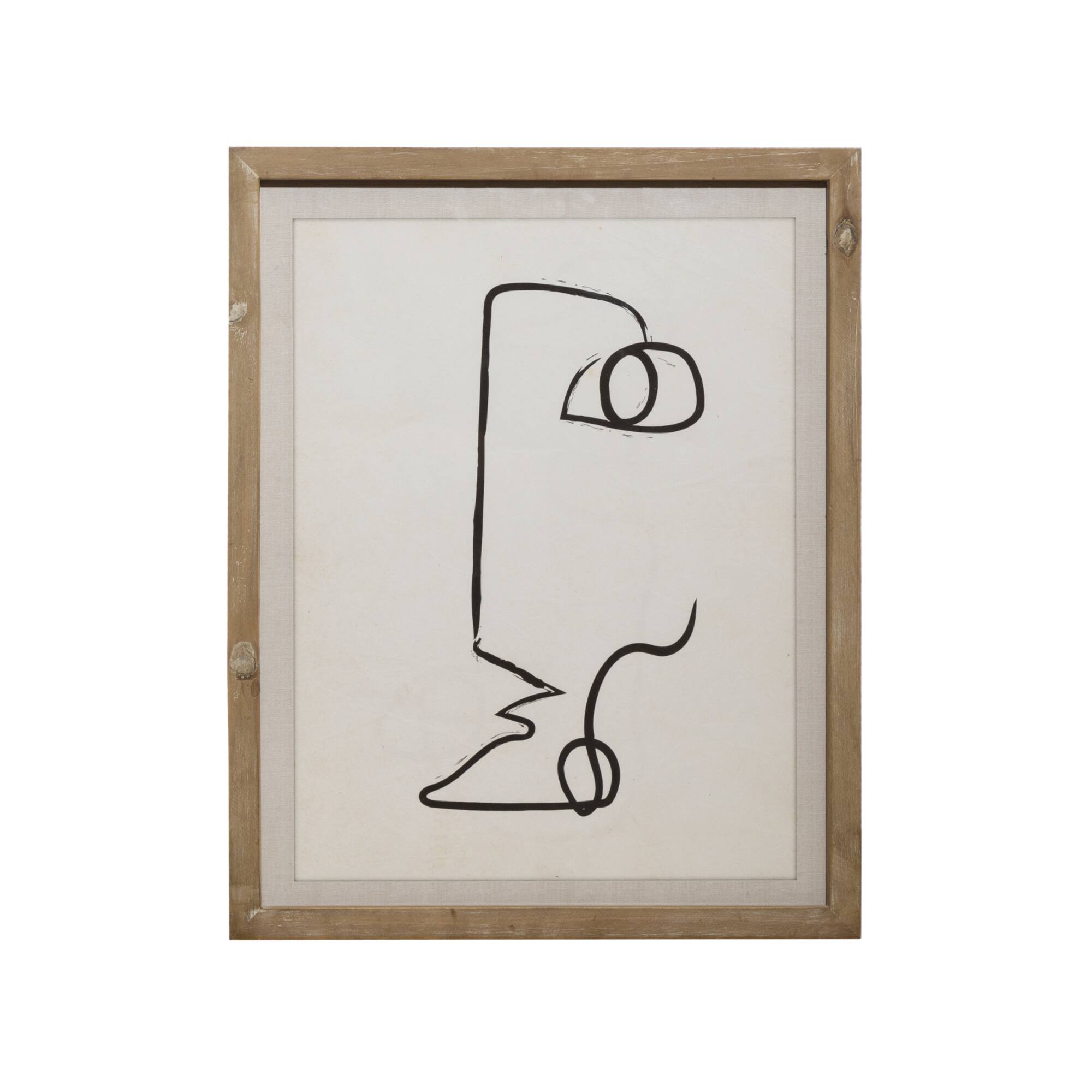 Hello Honey® Black & White Abstract Face Wall Art with Fir Wood Frame